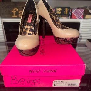 Betsey Johnson Beige and Black Heels